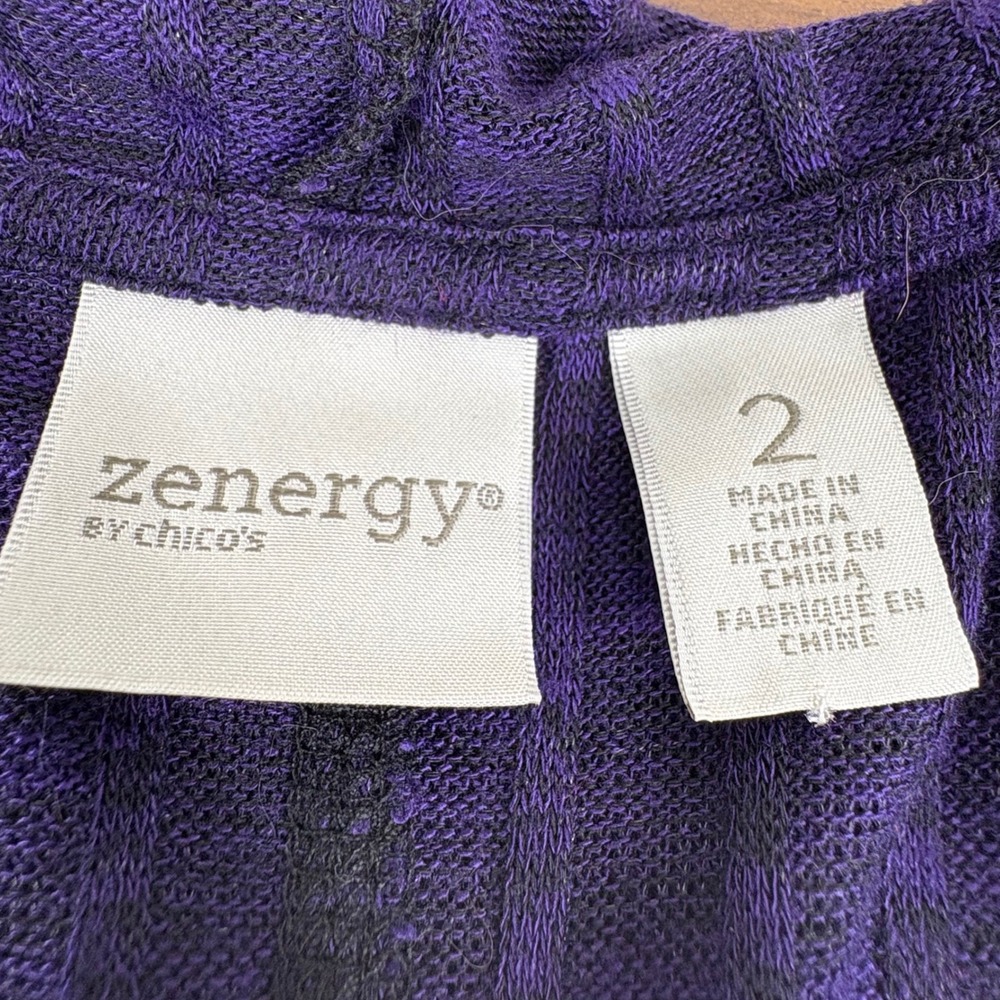 Zenergy Chicos Ribbed Knit Hooded Duster Cardigan Sweater Purple Size 2/US L - Picture 5 of 12